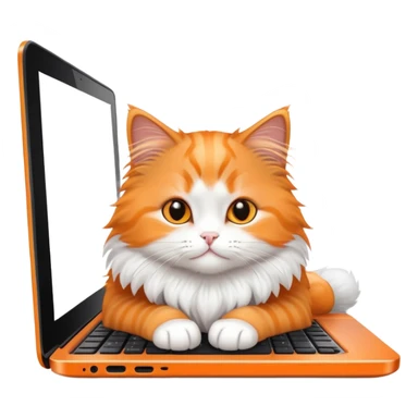 cute cat sitting on laptop computer keyboard sticker