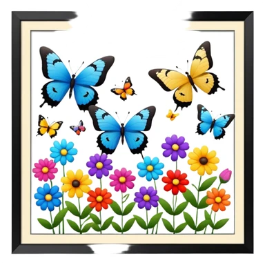 flowers butterflies frame certificates for kids sticker