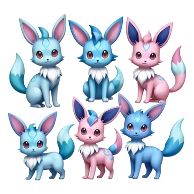 Kawaii Sylveon-Glaceon-Vaporeon-Espeon-Pokemon full body sticker