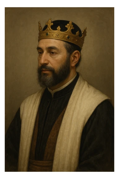 A dignified and respectful person with a kippah and a crown, neutral background sticker