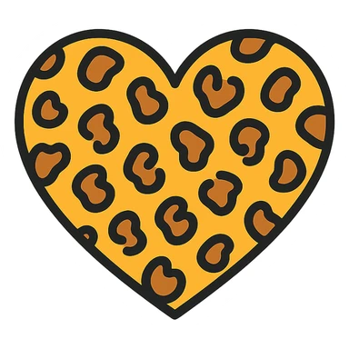 leopard print heart, vibrant colors, icon style sticker