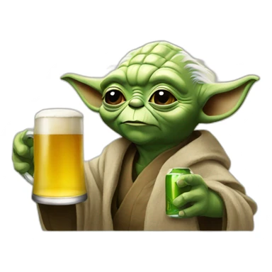 Yoda drinking a beer   sticker