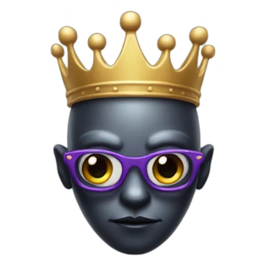 dark alien with glasses and a crown sticker