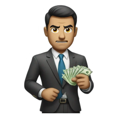 Angry business man with money sticker