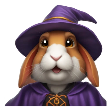 portrait of a rabbit wizard, with an orange hat halloween theme sticker