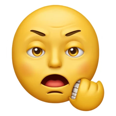 emoji showing anxiety, biting lip, raised eyebrows, worried expression, yellow face sticker