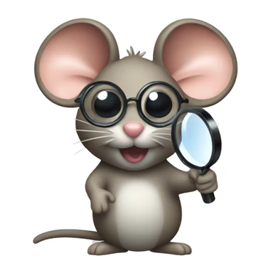 a mouse with a magnifying glass sticker