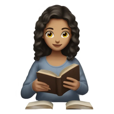 brunette girl reading a book sticker