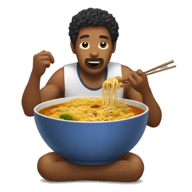 man eating a bowl of curry ramen sticker
