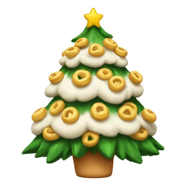 A Christmas tree decorated with pelmeni sticker