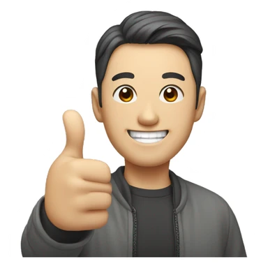 Smiling Korean Man shows thumbs up sticker