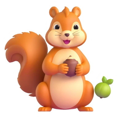 squirrel holding an acorn sticker