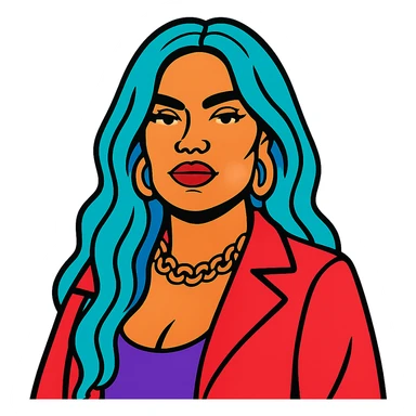 Karol G vibrant toon style with bold colors and iconic style sticker
