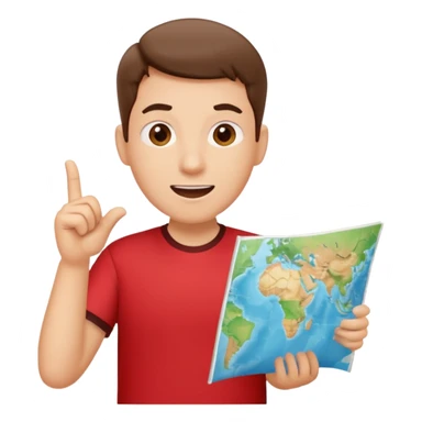 Tourist Character in Red Shirt with A slight expression of excitement and urgency sticker