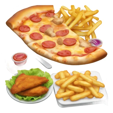 pizza and chips and fries and some chicken nuggets and some chicken wings and a salad for lunch  sticker