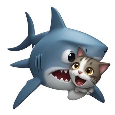 Shark hugging a cat sticker