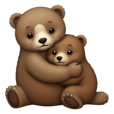 small seal hugging a brown bear sticker