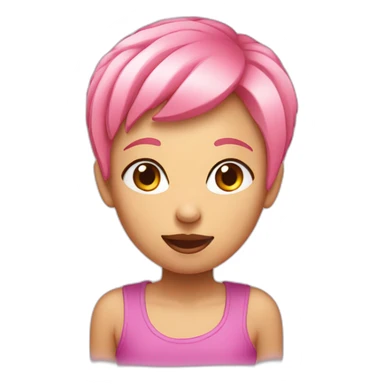 girl with short pink hair tounge sticking out sticker