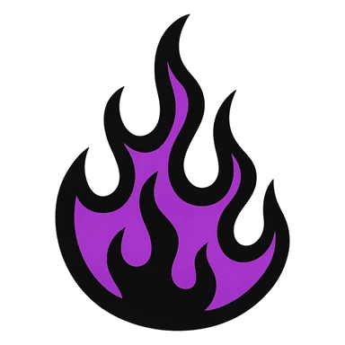 emo style black and purple flame sticker