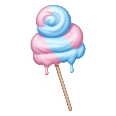 Pink and blue fluffy cotton candy on a stick sticker