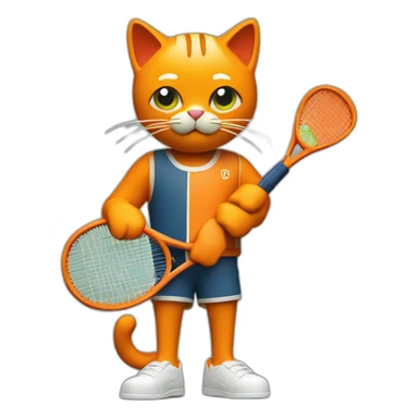 Orange Plasticine cat with a tennis racket in his hand sticker