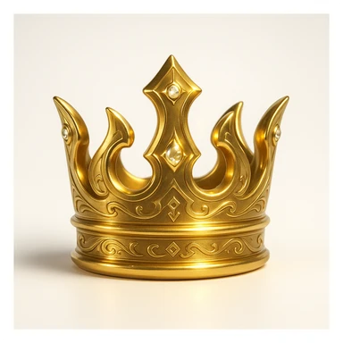 stylized elegant golden crown with intricate details and subtle glowing accents, sleek modern fantasy design with smooth curves and small embedded shimmering gemstones, surrounded by a classic Magic: The Gathering card frame border with ornamental corners and subtle arcane patterns, polished metallic finish, faint magical glow, dark background inside the card frame, clean iconic look, suitable for Discord emoji or competitive Magic/Commander league logo sticker