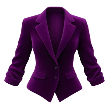 Realistic isolated dark plum purple velvet feminine fashion blazer jacket.  sticker