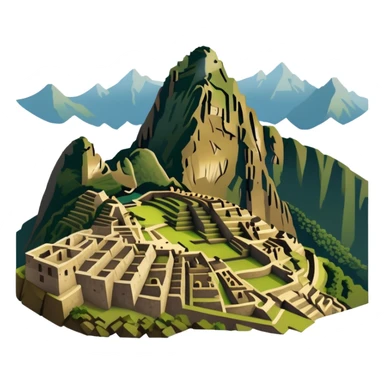 Machu Picchu with subdued earthy tones, not bright sticker