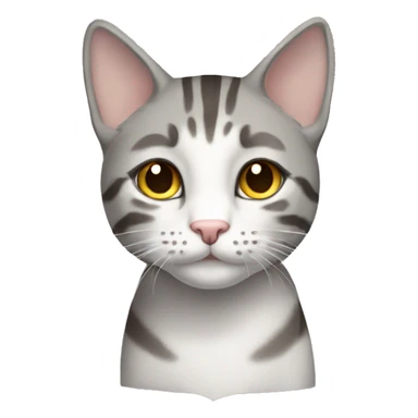 gray and white tabby cat brown eyes full body sticker