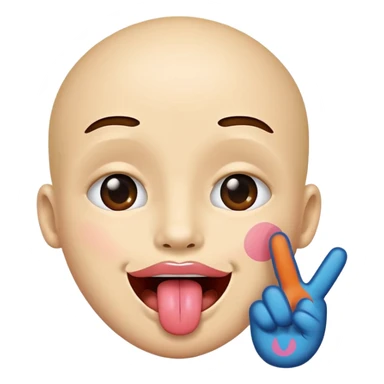 Use 😜 and put✌️on the tongue sticker