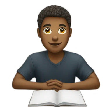 student at desk sticker