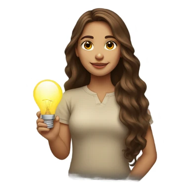 long wavy brown-hair white girl with bulb sticker