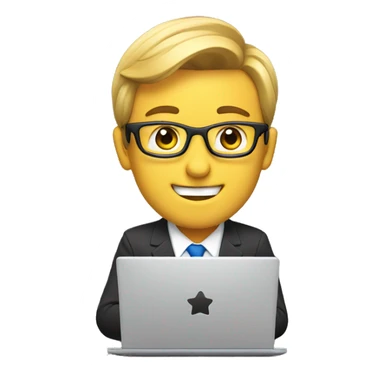 A realtor works with a laptop sticker