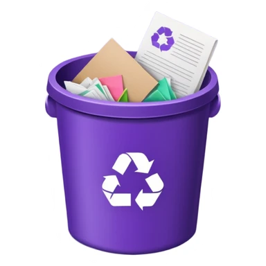 round purple recycle bin full sticker