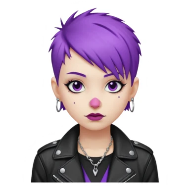 Cool Punk with Short Purple Hair, wearing black leather jacket sticker