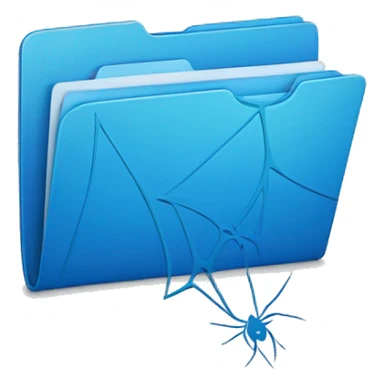 blue folder icon with a spiderweb on top sticker