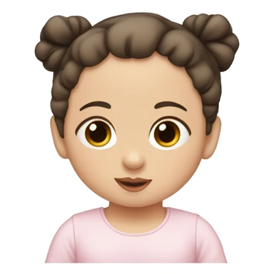 White little brown-eyed baby with dark hair, two pigtails, plump lips sticker