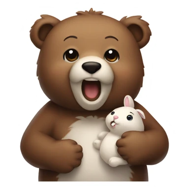 Bear holding bunny close to mouth sticker