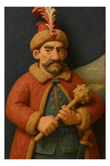 Transform the photo into a claymation style, imitating hand molding. Add clay texture and soft shadows with medium realism. sticker