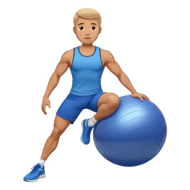 fit man with blue shorts stability ball exercises sticker