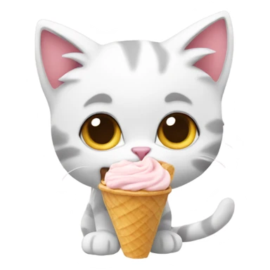kitten eating frozen yoghurt sticker