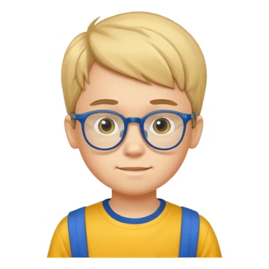 10 years old boy with glass and yellow T shirt and blue trousers sticker