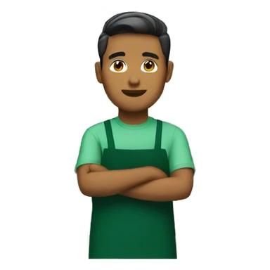 malay male starbucks barista with green apron sticker