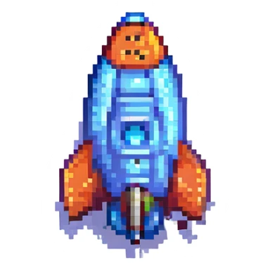 retro rocket ship pixel art sticker