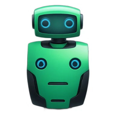 Green and black robot AI with a shade of blue sticker