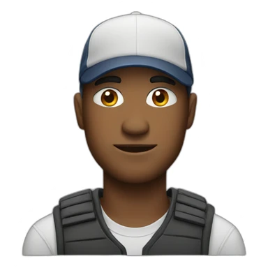 bold man with cap sticker