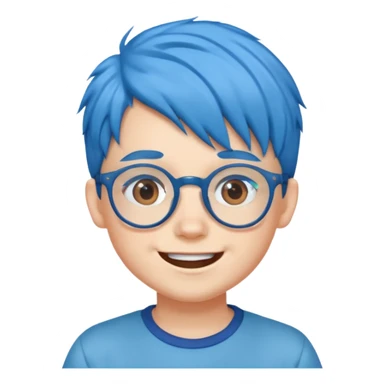 blue haired kid with glasses sticker