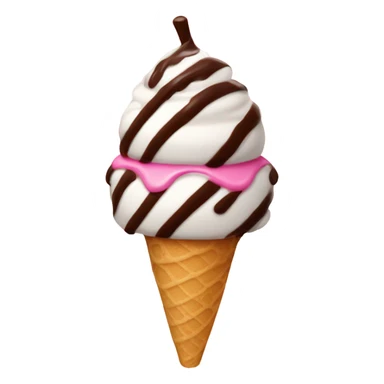 icecream with chocolate drizzle and a pink stripped straw right in the middle of it sticker