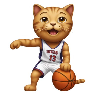 cat playing basketball like iverson sticker