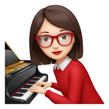 Brunette in red  glassespianista sticker